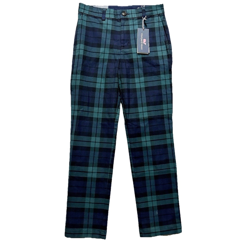 NWT Vineyard Vines Breaker Pants Plaid Boys Size 12 Holiday Blackwatch Tartan - Picture 2 of 11
